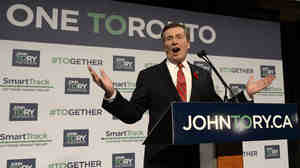 John Tory speaks to supporters Monday night after being elected as mayor in Toronto.