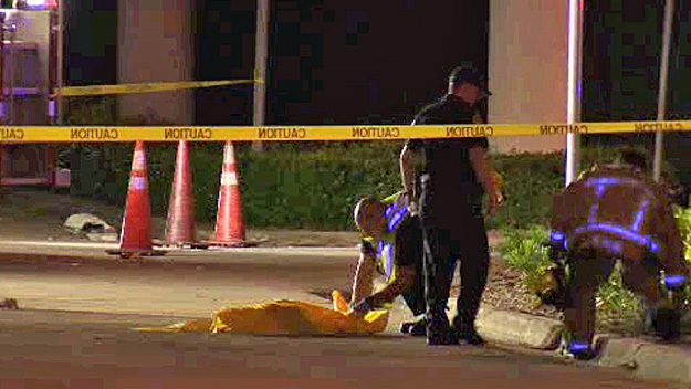 Body of motorcyclist after he crashed in Miami. (Source: CBS4)