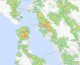 The 'heat map' shows some of the best neighborhoods in the Bay Area for trick-or-treating. (Source: Next Door)