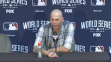 San Francisco Giants pitcher Tim Hudson speaking to reporters ahead of starting Game 7 of the World Series against the Kansas City Royals. (CBS)