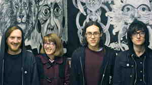 Nathan Stephens-Griffin, Naomi Griffin, Daniel Ellis and Jc Cairns of the British punk band Martha.