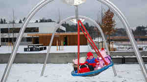 This photo of children playing outside at a day care center in Norway appeared on the NPR.org version of the GlobalPost story.