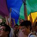 Participants passed a rainbow flag during the annual gay pride parade in Taipei last week.