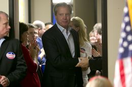 Lt. Gov. David Dewhurst comes out to greet crowd after loosing his reelection bid to Sen. Dan Patrick
