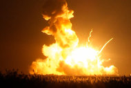 A video showed Orbital Sciences Corporation’s unmanned Antares rocket exploding Tuesday just after its launch in Virginia.