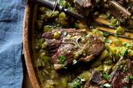 Honey, anchovies and basil flavor Melissa Clark’s lamb chops with diced green tomatoes.