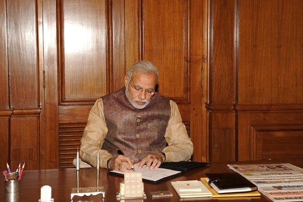 Prime Minister Narendra Modi of India at his office in New Delhi on May 27, a day after he was sworn in.