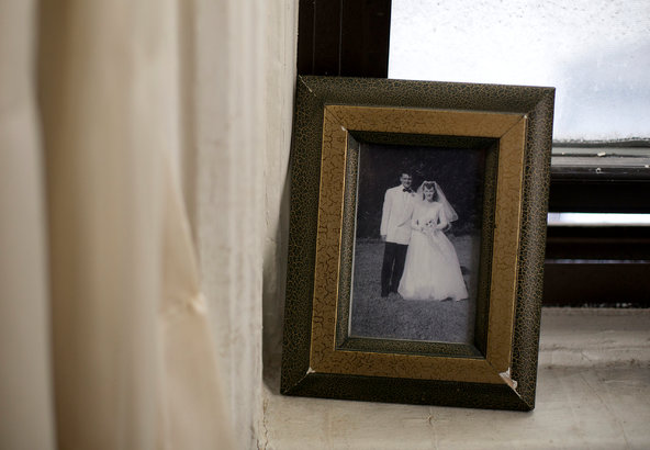 A wedding picture in the apartment of Joseph Andrey, who died at 91 after stays in several medical facilities in Manhattan.