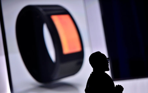 Will.i.am debuts his Puls cuff Wednesday at the Dreamforce conference in San Francisco.