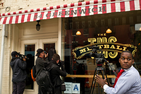 Media descended upon the Meatball Shop on Friday.