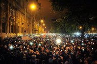 Thousands of demonstrators in Hungary protested a proposed Internet tax on Sunday night.