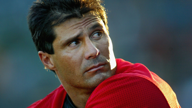 Jose Canseco of the Long Beach Armada during the Golden Baseball League game against the Fullerton Flyers on July 14,2006 at Blair Field in Long Beach, California. (credit: Christian Petersen/Getty Images)