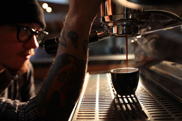 A barista in San Francisco makes an espresso at Sightglass Coffee.