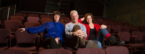 From left, Carol Ostrow, Jim Simpson and Sigourney Weaver at the Flea Theater's current home.