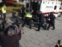 This October 22, 2014 photo shows police and medical personnel moving a wounded person into an ambulance at the scene of a shooting at the National War Memorial in Ottawa, Canada. (credit: MICHEL COMTE/AFP/Getty Images)