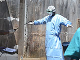 Monrovian residents being checked for ebola symptom.