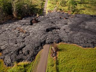 Aerial Photos Catch Lava Creeping Toward Hawaii Town