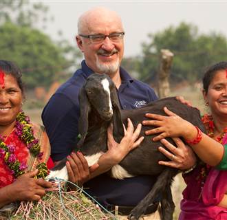 Image: Pierre Ferrari, CEO of Heifer International in Bharatpur.