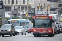  A Port Authority bus travels on Forbes Avenue in Oakland in April. Officials said it will take nearly two years and $4 million to complete engineering and environmental reviews for a proposed Bus Rapid Transit system linking Downtown and Oakland.