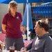 Kelly Landers, center, checking on lunch customers at the cafe she owns in Steamboat Springs, Colo.