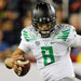 Quarterback Marcus Mariota of Oregon, one of the one-loss teams, during a game Friday.