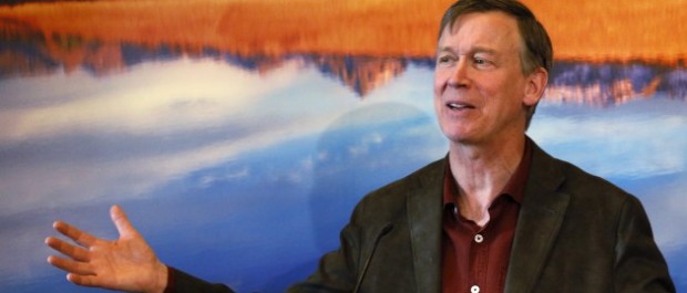 Colorado Gov. John Hickenlooper lays out his plans for the next state legislative session at a news conference in his office at the Capitol in Denver