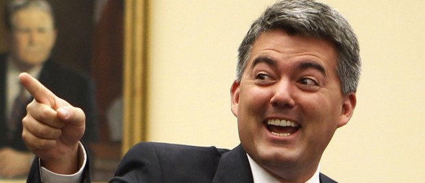 Rep. Cory Gardner reacts after picking number one in office lottery for new House members in Washington