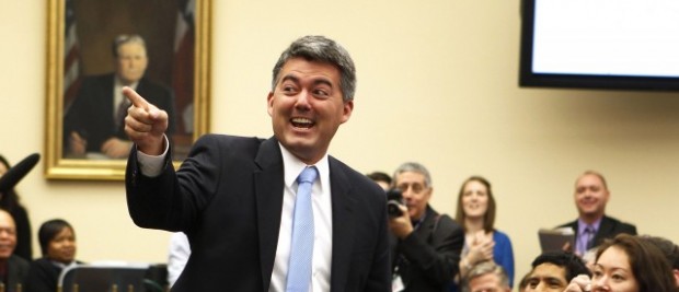 New U.S. Rep. Cory Gardner reacts after picking number one in office lottery for new House members in Washington in this file photo