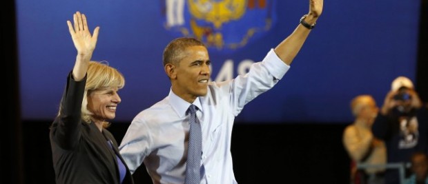 U.S. President Obama attends a campaign event with   Democratic candidate for Wisconsin Gov. Burke in Milwaukee