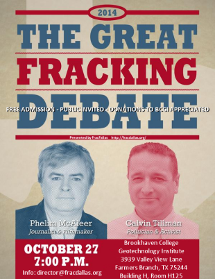 Photo: Tonight: Former DISH, TX Mayor Calvin Tillman debates pro-fracking documentarian Phelim McAleer.

Watch the Livestream starting at 7pm CST/8pm EST here: http:bit.ly/1DThm4v
