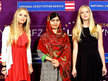 From left: Alura Potamkin, Malala Yousafzai and Ayla Potamkin at the Liberty Medal ceremony.