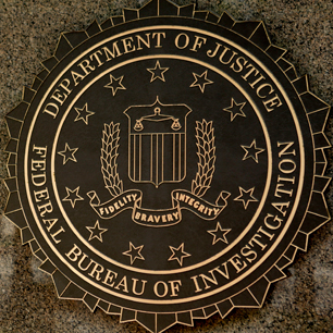 The seal of the Federal Bureau of Investigation at the J. Edgar Hoover building in Washington, D.C.