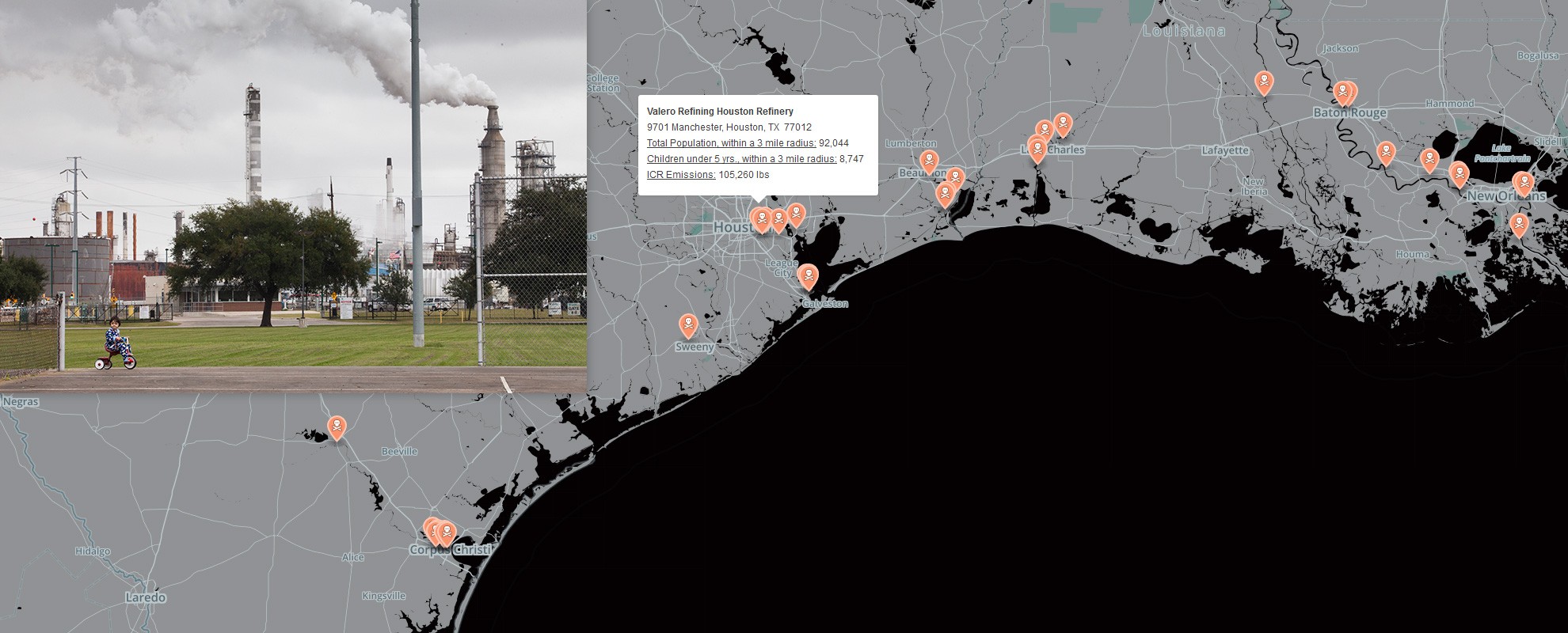 The Valero refinery in Manchester, TX, is one of nearly 150 oil refineries in the United States.
