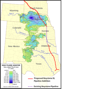 English: A map showing aquifer thickness of th...