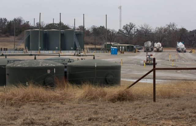 One of the wastewater injection wells thought to be the cause of earthquakes in and around Azle, Texas. ©2014 Julie Dermansky