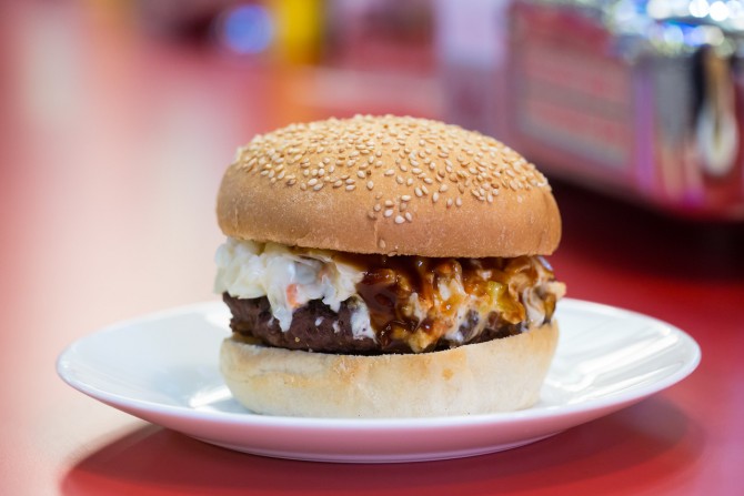This is the Cowboys BBQ Burger, with slaw and (Chris Orange Photography)
