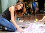 Residents hit downtown for Artpace San Antonio’s Chalk It Up, a street gallery of sidewalk chalk art.