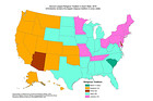 Map shows the second most popular religion in each of the 50 states of the United States.