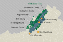 Map of localities supporting limits on fracking in GWNF