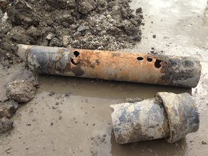 Water maintenance workers in Skokie, Ill., replaced 6 feet of a 10-inch-wide water main that had golf-ball-size holes in it.