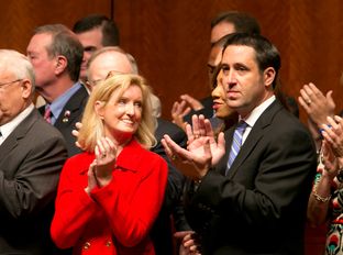 State Rep. Jodie Laubenberg, R-Parker, and state Sen. Glenn Hegar, R-Katy, at the signing of House Bill 2 on July 18, 2013.