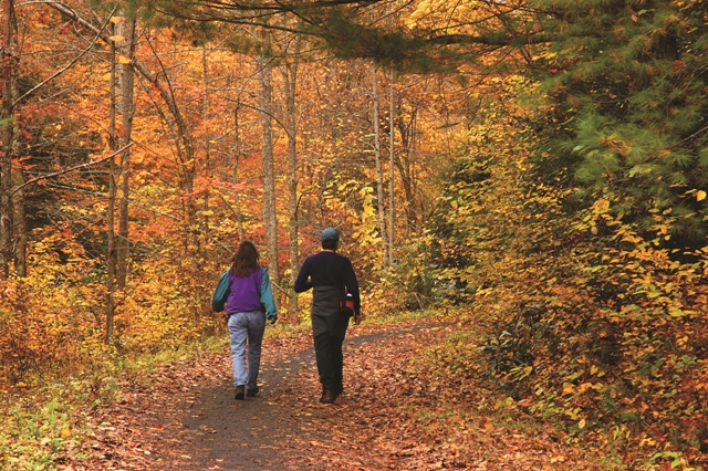 Couple Hiking In Fall Colors