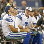 Tony Romo on the sidelines against Redskins