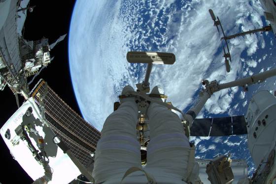 Astronaut Alexander Gerst while on a spacewalk outside of ISS on Oct. 7, 2014.