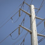 Power lines tower over an intersection in downtown Austin. Photo by Daniel Reese for KUT News.