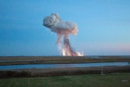 The Orbital Sciences Corporation Antares rocket, with the Cygnus spacecraft onboard suffers a catastrophic anomaly moments after launch on Oct. 28