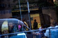 A hospital emergency entrance in Manhattan