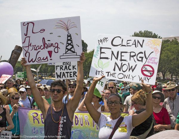 "No Fracking Way": Communities impacted by fracking swelled the crowd