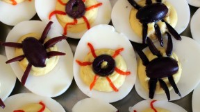 Halloween Savory Treat: Devilish Egg Eyeballs & Spiders