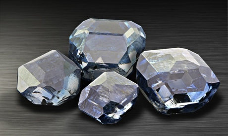 Uncut blue lab-grown diamonds